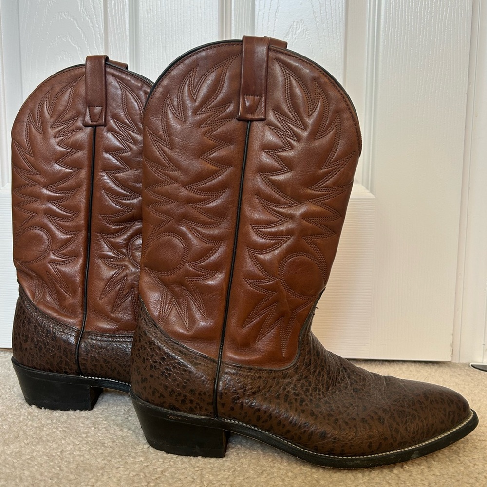 Mason Western Cowboy Boots Brown Genuine Leather Men's Size 12 D